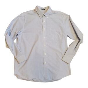 Eddie Bauer Wrinkle Free Relaxed Fit Mens Blue Striped Button Up Size Large L